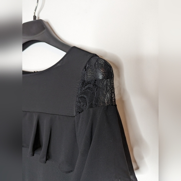 WHBM Black Bell Sleeve Lace Dress - Picture 10 of 16